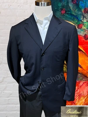Blazer chaqueta deportiva de diseñador vintage Corneliani 40R tinta oscura lisa azul marino Foto 1 de 4