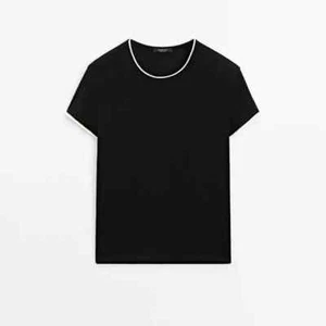 Massimo Dutti Womens T-shirt Crew Neck Shirt Top Size S Black 6290/505 NWT - Picture 1 of 11