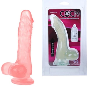 Sex toy Dildo realistico testicoli ventosa vaginal anal B jelly arancione 21,6CM - Foto 1 di 4
