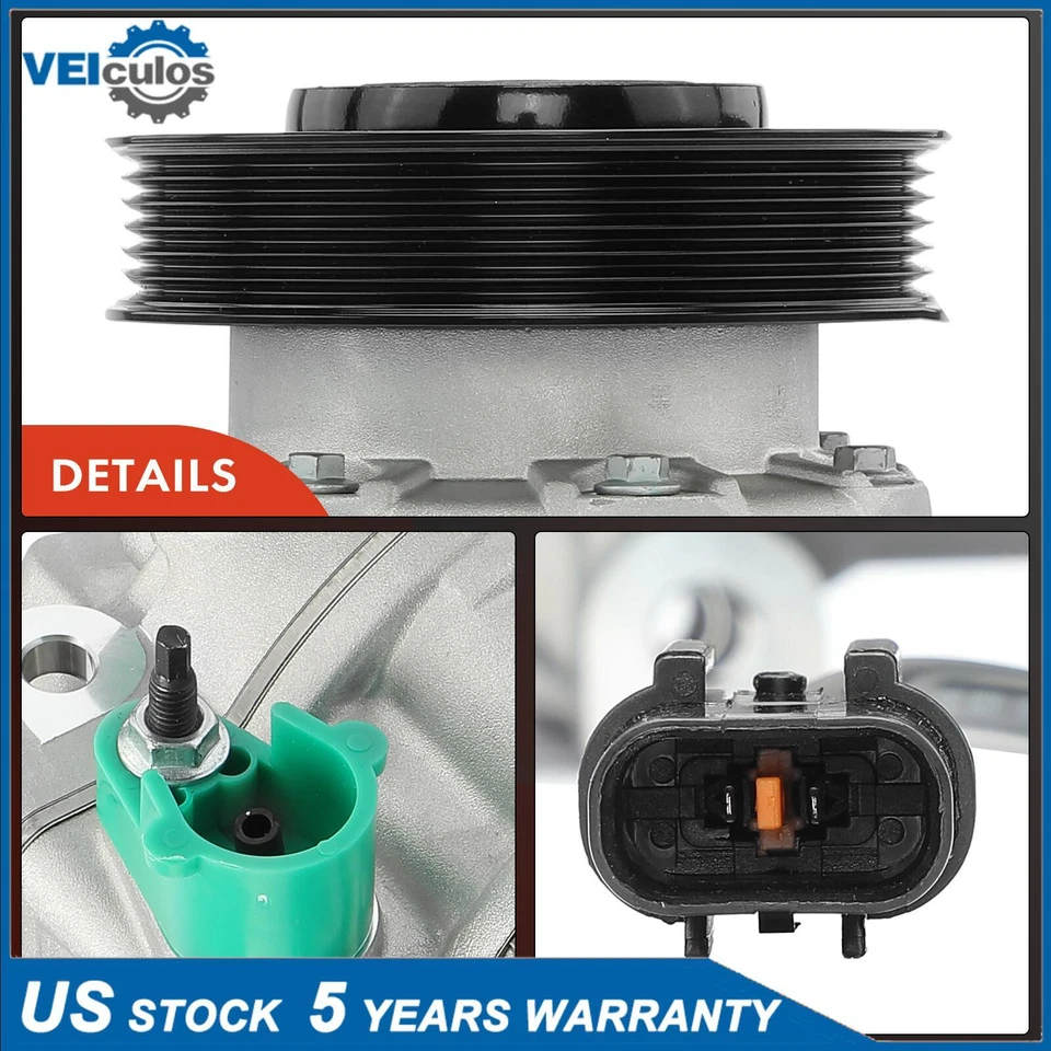 A/C Compressor with 6-Groove for Kia Sorento 2011-2015 Hyundai Santa Fe 13-18 Foto 1 de 2