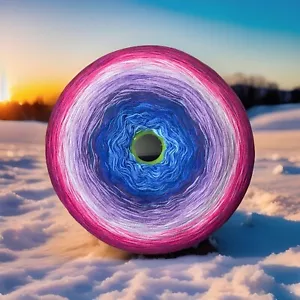 500g Sunset 100% Cotton Cake Yarn Ombre Yarn Rose Pink Purple Blue 2500 Meters - Picture 1 of 11