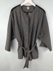 Chico's Tie Waist Kimono Jacket Women Size 3 XL Black White Modern Minimalist - Picture 1 of 9
