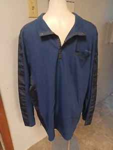 Calvin Klein Camicia Uomo XXL Blu 1/4 Snap Pullover Manica Lunga Finto Collo Nuova con etichette - Foto 1 di 12