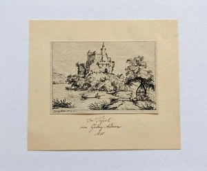 Georg Adam - Tirol - Tyrol - Original Stich aus dem Jahr 1910 - Burg und Fluss  - Bild 1 von 2
