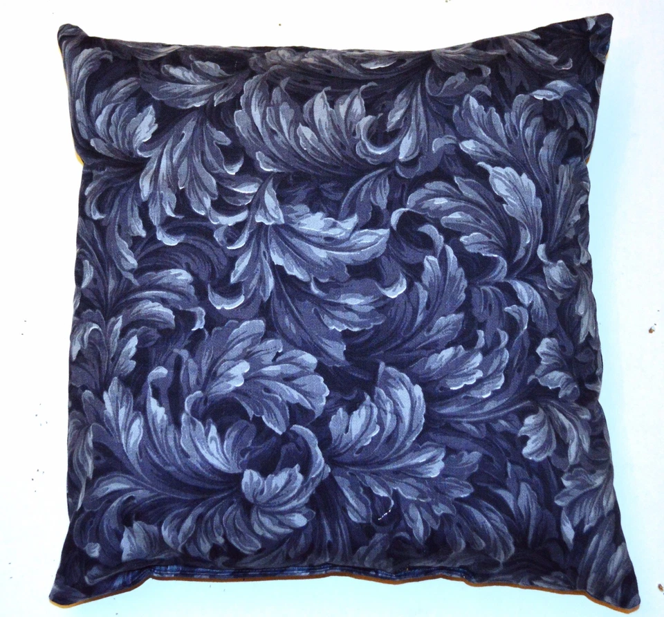 Handmade Home Decorating Blue Scroll Leaf Design Decorative Pillow  - Image 1 of 1