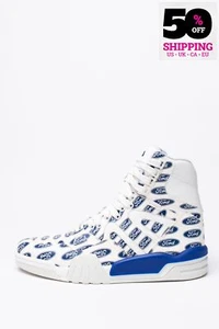 RRP€1200 VERSACE x FORD Leather Sneakers US6 EU39 UK5 Ford Logo Print Perforated - Picture 1 of 7