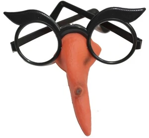 Womens Witch Glasses thick eyebrows and Long Nose Halloween Costume Accessory - Picture 1 of 5