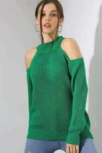 Trend Grün Strickpullover Pulli Rollkragen Pullover Stricksweater Elegant - Bild 1 von 4