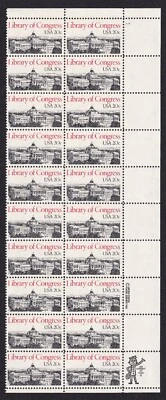 Scott #2004 Library of Congress Plate Block of 20 Stamps - MNH P#1 UR - Image 1 of 2