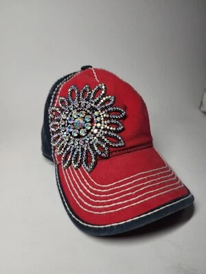 OLIVE & PIQUE BASEBALL HAT, RED/BLUE/BLING - Image 1 of 4