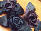 vintage 1940s rose 2" leaves bud silk flower 1pc wine black made in Japan