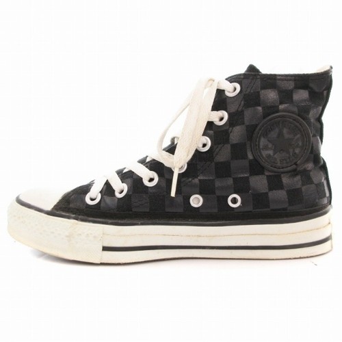 SNEAKERS CONVERSE ALL STAR HI TAGLIO ALTO TELA A SCACCHI 23CM NERE OU Usate 35f3b