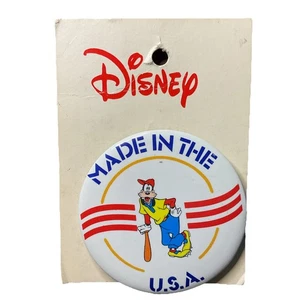 Vintage Disney Goofy “Made in the USA" Pin Back Button Daisy 1980s New - Picture 1 of 4