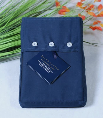 Conjunto de 2 Fronhas Ralph Lauren RL King Azul Marinho Algodão Orgânico Cetim 624TC - Imagem 1 de 4