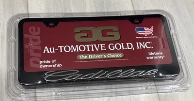 Marco de matrícula Cadillac acero inoxidable color NEGRO - Au-tomotive dorado Foto 1 de 2