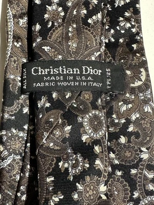 Corbata de seda cachemira marrón negra hecha en Estados Unidos Christian Dior de colección tela tejida Italia Foto 1 de 4