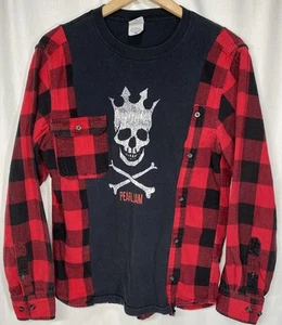 Upcycled Flannel Shirt Pearl Jam Grunge Size M - Picture 1 of 7