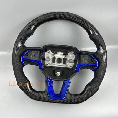 Volante de cuero de fibra de carbono negro personalizado para Dodge Durango 2017 Foto 1 de 4