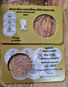 1966 50c 80% Silver Coin Cards. Bundle Of 20. No Coins. - Picture 1 of 1