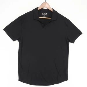 Polo BYLT uomo L nera a costine manica corta dentellata misto modal - Foto 1 di 7