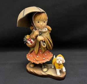 Sarah Kay ANRI Puppe Regenschirm Mädchen Hund Limited Edition signiert Holz Nr 57415 gebraucht - Bild 1 von 9