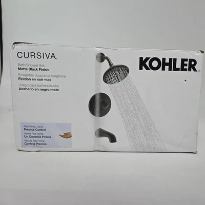 Grifo para bañera y ducha KOHLER Cursiva 1 manija 1,75 GPM negro mate con válvula Foto 1 de 4