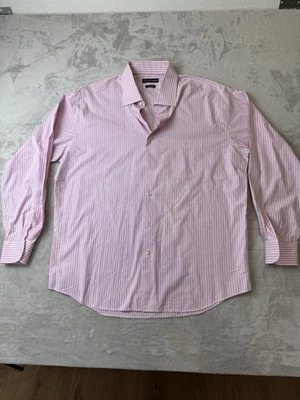 Saks Fifth Avenue Men’s Dress Shirt Pink White Stripe 100% Pima Cotton Size M - Image 1 of 4