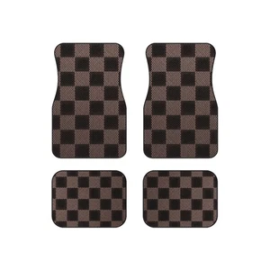 Stylisches Autoteppichen Set, Universal Fit Braun Karomuster, Automatten Set - Bild 1 von 4