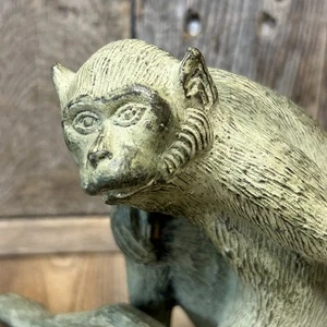 Vintage Bronze Sitting Monkey Sculpture Heavy - Picture 1 of 8
