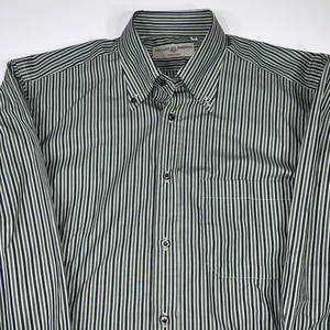 Camisa de Vestir Luciano Barbera Algodón Rayas Verdes Talla 43/17 Manga Larga - Imagen 1 de 5