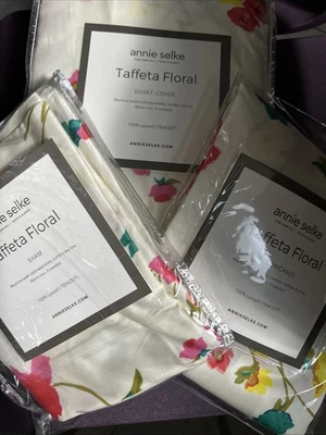 PINE CONE HILL-ANNE SELKE TAFFETA FLO 4 F/Q DUVET 1 ST SHAM 2 ST PIL CASES BNIP - Image 1 of 4