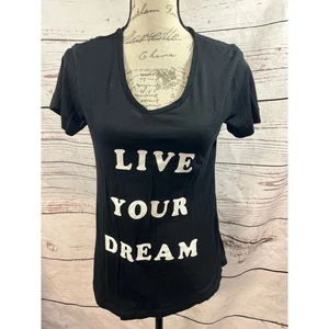Camiseta FOR THE REPUBLIC XS Negra Cuello en V Camiseta Gráfica Live Your Dream - Imagen 1 de 3