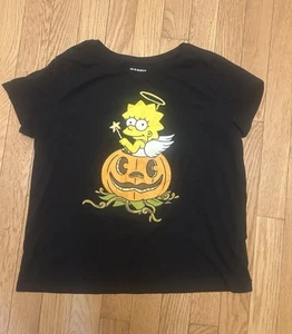 Girls Old Navy Simpsons Lisa Angel Pumpkin Halloween Top Size XXL (18) - Picture 1 of 2