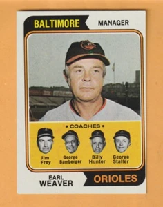 Earl Weaver Baltimore Orioles 1974 Topps #306 Salón de la fama - Imagen 1 de 2