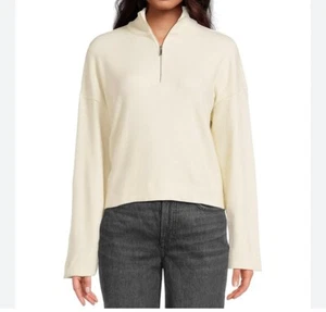 Madewell Quarter-Zip Womens Pullover Top Shirt Medium Muted Stone Sweatshirt - Picture 1 of 7