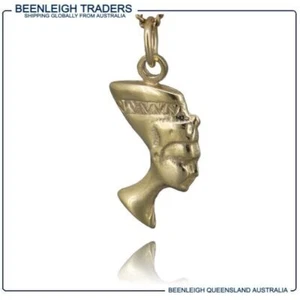 Yellow Gold QUEEN NEFERTITI CHARM Guaranteed Genuine Real 9ct / 9k Gold - Bild 1 von 11