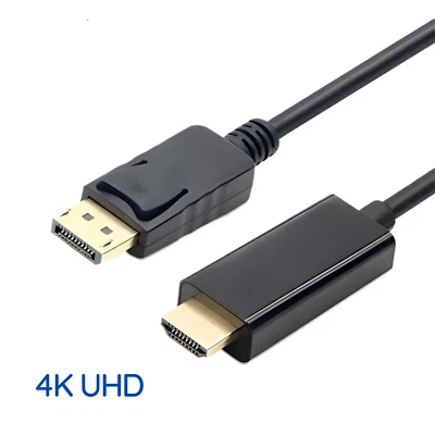 DisplayPort auf HDMI-kompatibles 4K Adapterkabel unidirektional 1m 2m 3m schwarz - Bild 1 von 4