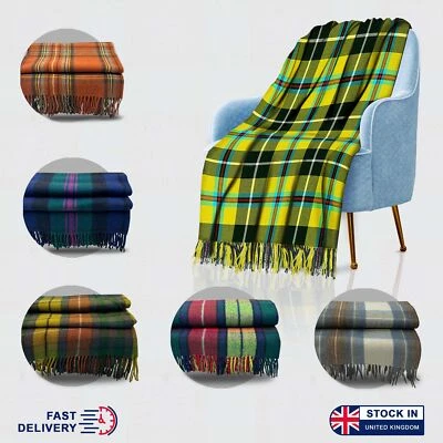 Soft Wool Scottish tartan Blanket for beds, travel, sofa throw - Large - Image 1 of 2