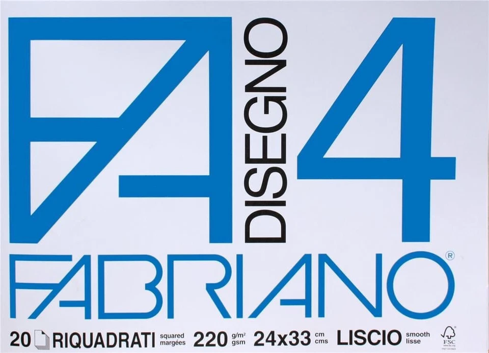 Fabriano F4 RIQUADRATO LISCIO - Album da disegno tecnico 24x33 grammatura 220 gr - Immagine 1 di 1