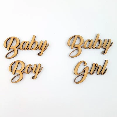 JUSTWOOD Parola bambino/ragazza 5xPack MDF legno artigianato albero genealogico, doccia, laser neonato