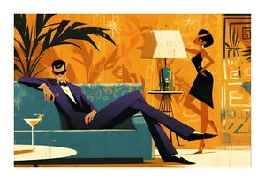 1960s Swanky Couple Mid Century Modern Art Print pg19 - Picture 1 of 2