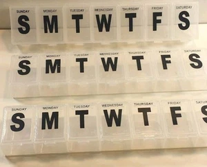 Weekly 7 Days Medicine Storage Pill Box Organizer Container Case Set or 3 each - Picture 1 of 4