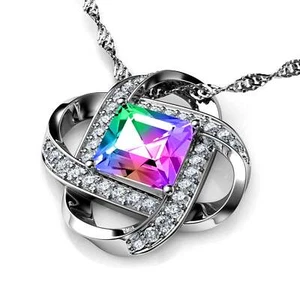 Regenbogen Halskette Aurore Boreale 925 Silber Lab Created Zirkonia - Bild 1 von 7