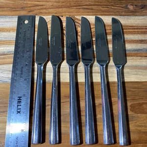 6 - The Cellar BENTLEY Hexagon Stainless Korea Flatware 8.6” DINNER KNIVES Japan - Picture 1 of 10