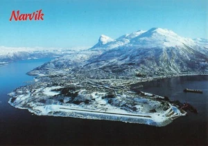 Narvik Norway Aerial View in Winter Snow Vintage Postcard - Picture 1 of 2
