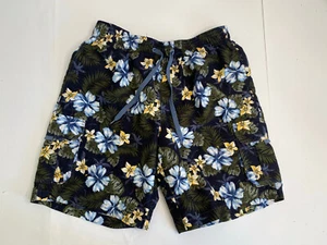 Island Shores swim trunks blue flower print men's sz L - Picture 1 of 7