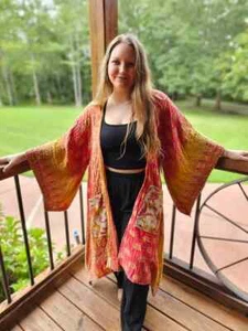 Bata Kantha india hecha a mano 5 piezas, kimono largo kantha de algodón suave, kimono acolchado - Imagen 1 de 5
