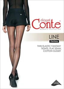 CONTE Fantasy Tights LINE | Sexy Black Back Seam Fancy Pantyhose - Picture 1 of 3