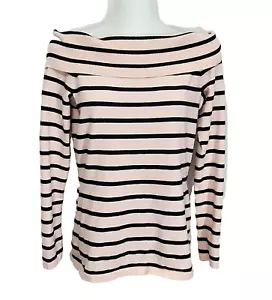 Lilly Pulitzer Sweater Small Clarette Off-Shoulder Pink Black Striped Pullover - Picture 1 of 10