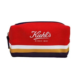 Kiehls Makeup Bag Red Purple lined Cosmetic Case Carrying Bag 7 x 3.5 x 2.5 - Picture 1 of 8